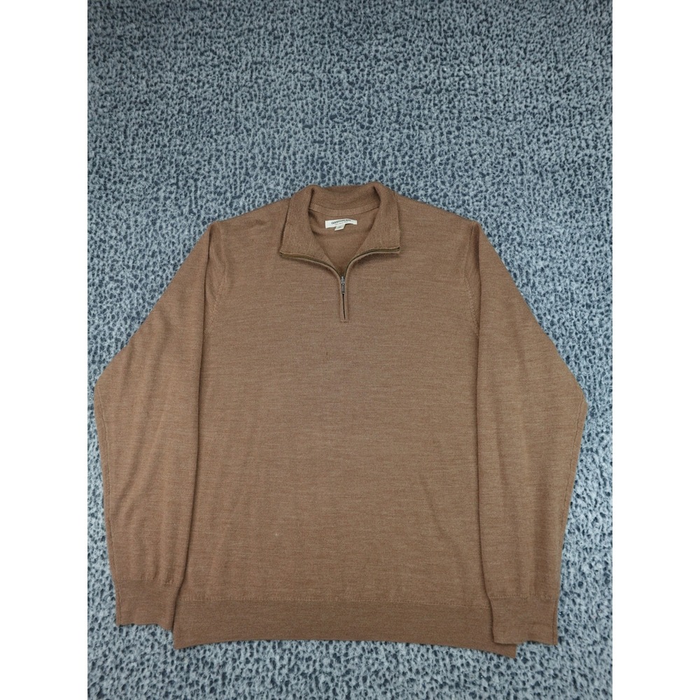 Goodthreads Quarter Zip Sweater Mens XL Brown 100% Merino Wool Mock‎ Neck